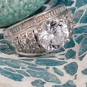 Big Diamond CZ Ring 925 Sterling Silver